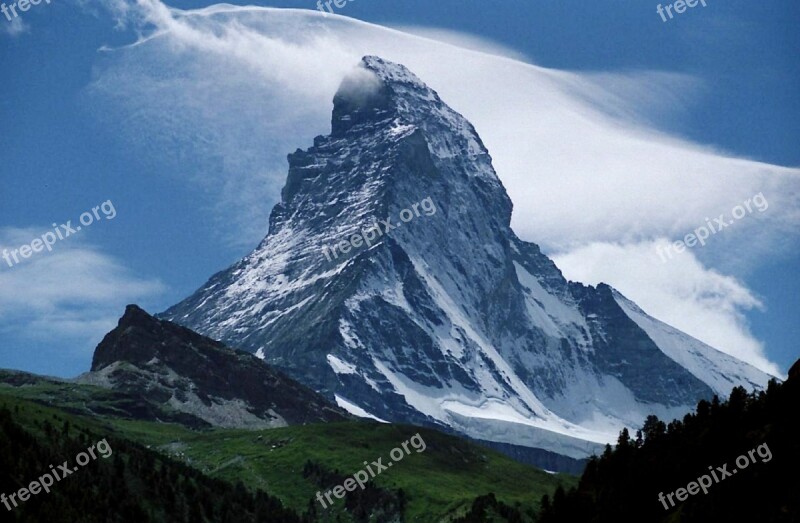 Matterhorn Peak Alps Mountains Landscape Switzerland