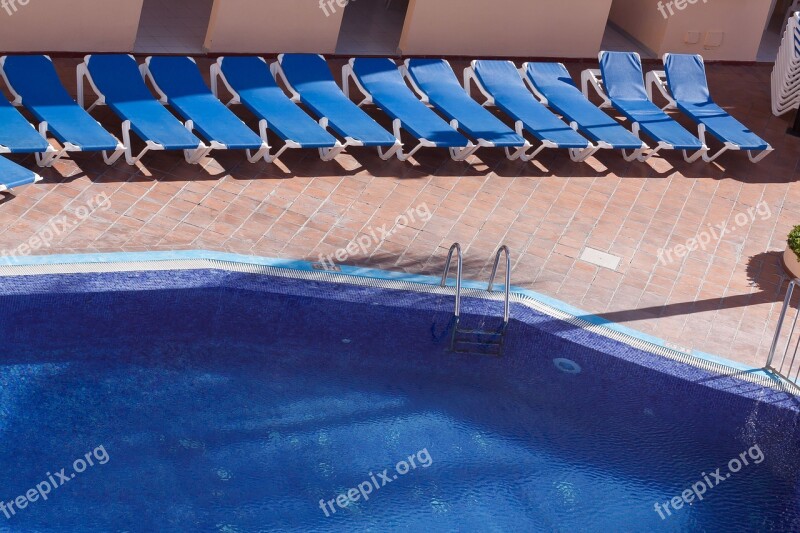 Swimming Pool Sun Loungers Rest Recovery Relax