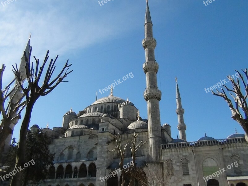 Mosque Blue Istanbul Turkey Free Photos