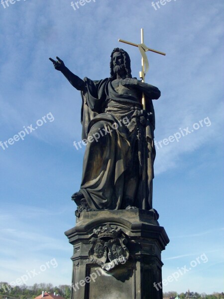 Prague Statue Cross Christian Czech