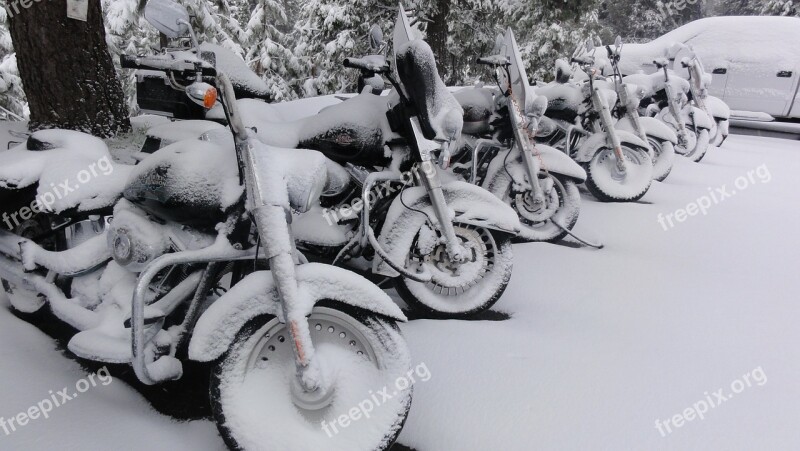 Harley Davidson Motorcycle Snow Snowy Winter