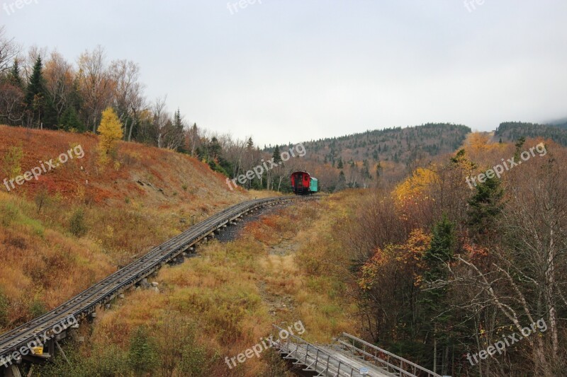 Train Tracks Caboose Grass Trees Horizon