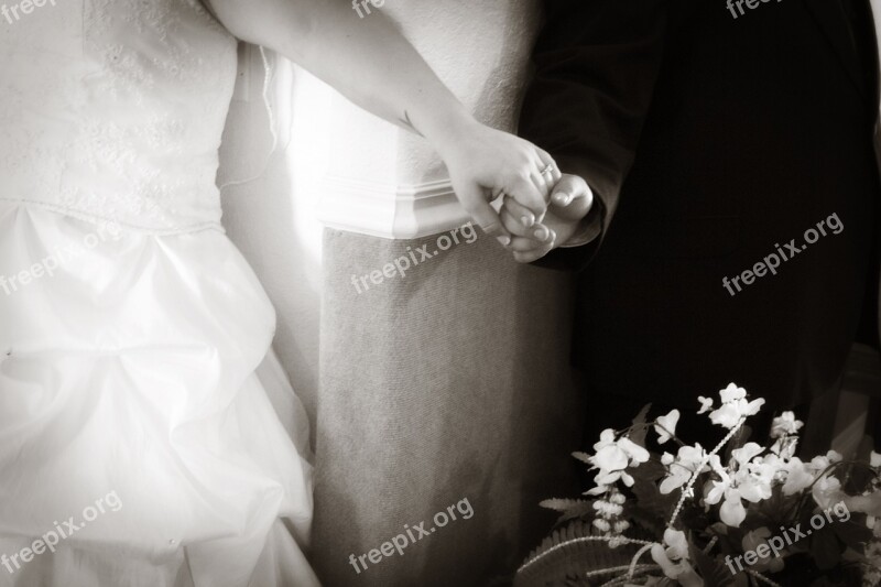 Wedding Hands Bride Groom Romantic