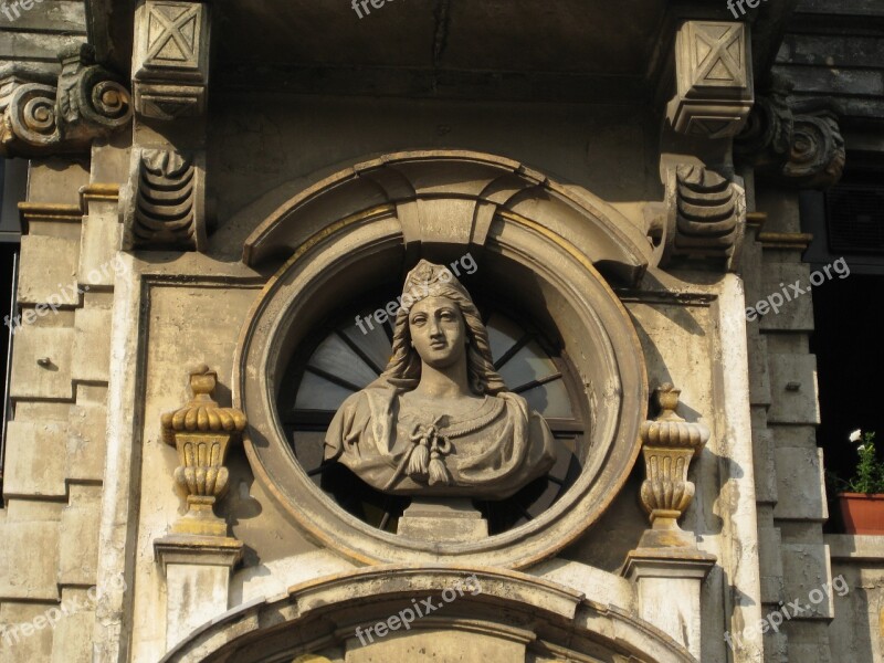 Bust Relief Facade Antique Belgium