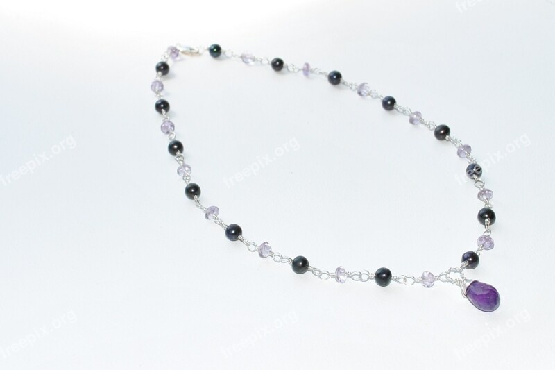 Pearl Necklace Necklace Black Pearls Amethyst Luxury