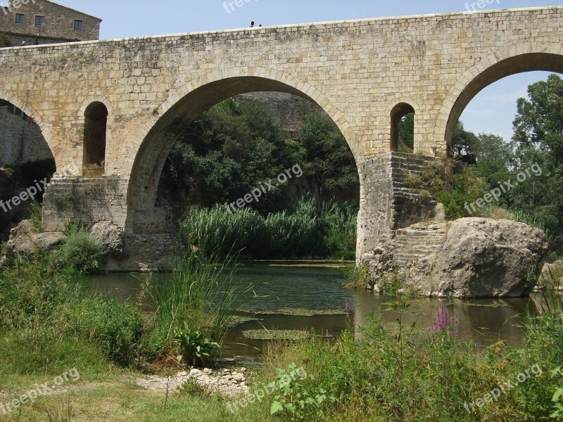 Besalú Bridge Catalonia Spain Free Photos