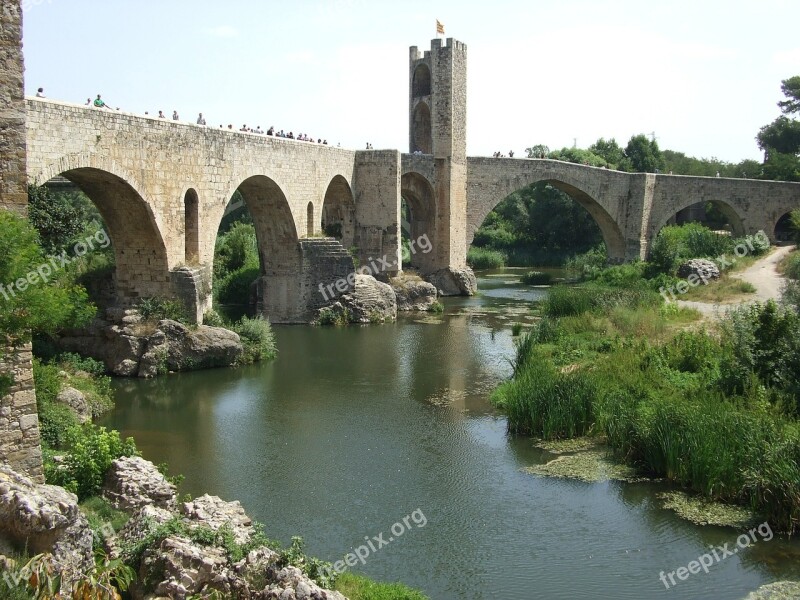 Besalú Catalonia Spain Bridge Free Photos