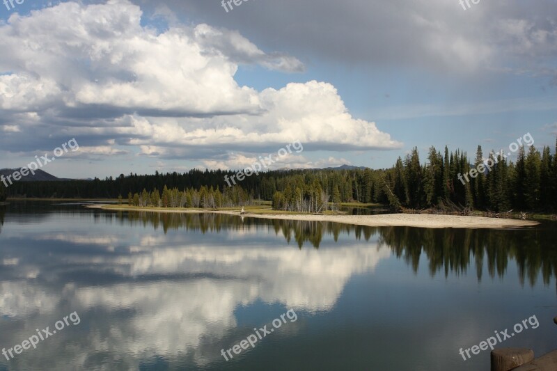 Yellowstone Reflection Nature Soothing Clouds