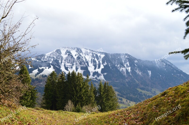 Allgäu Mountains Greened Snow Free Photos