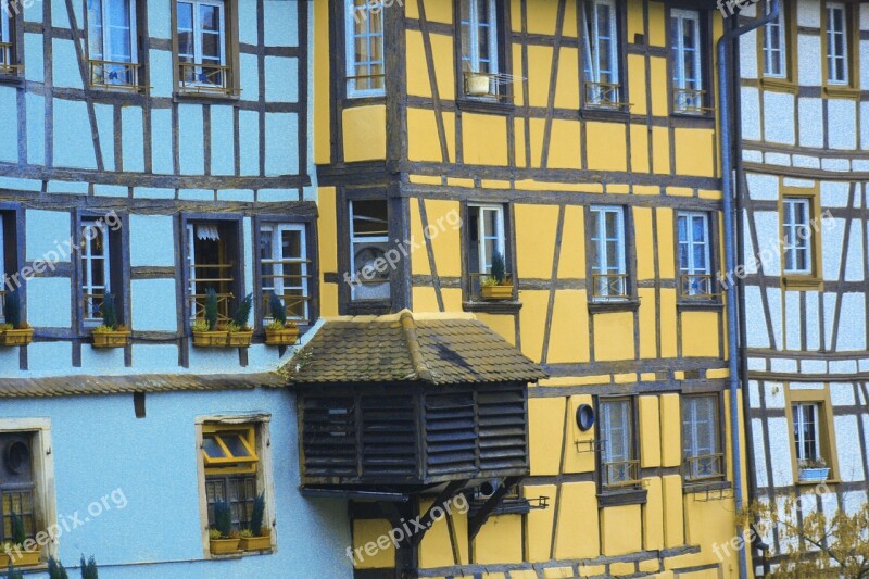 Houses Studs House Facade Strasbourg Alsace