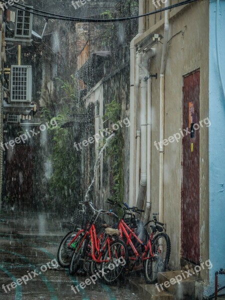 Rain Bicycle Raining Wet Weather