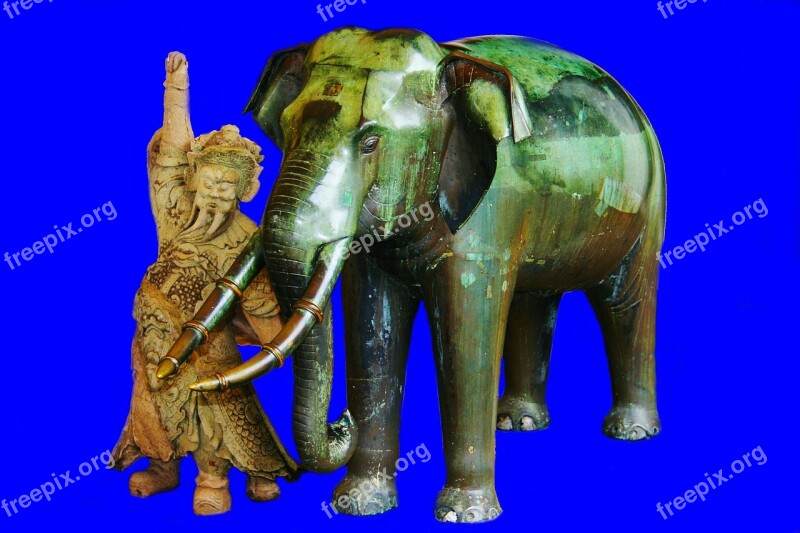 Elephant Blue Thailand Animal Statue