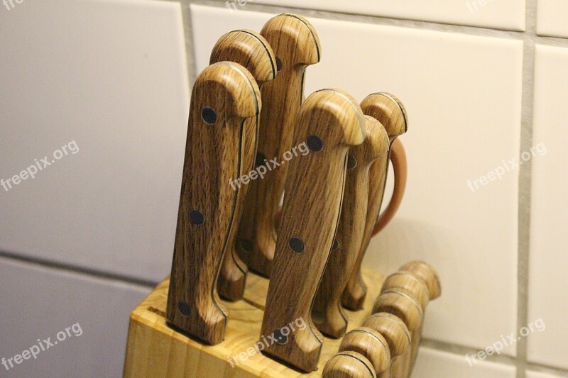 Knife Block Knife Handle Wooden Handle Free Photos