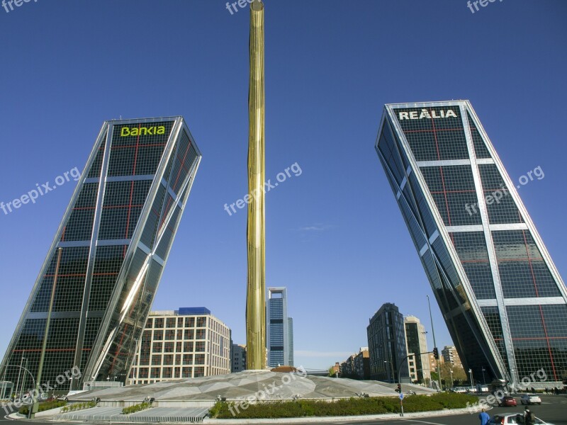 Leaning Towers Madrid Buildings Free Photos