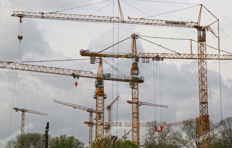 Cranes Construction Cranes Site Construction Site Berlin