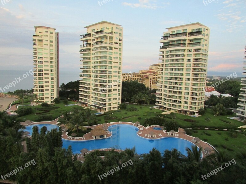 Hotel Building Pool Blue Architecture