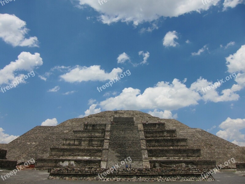 Teotihuacan Mexico Blue Sky Ruins Free Photos