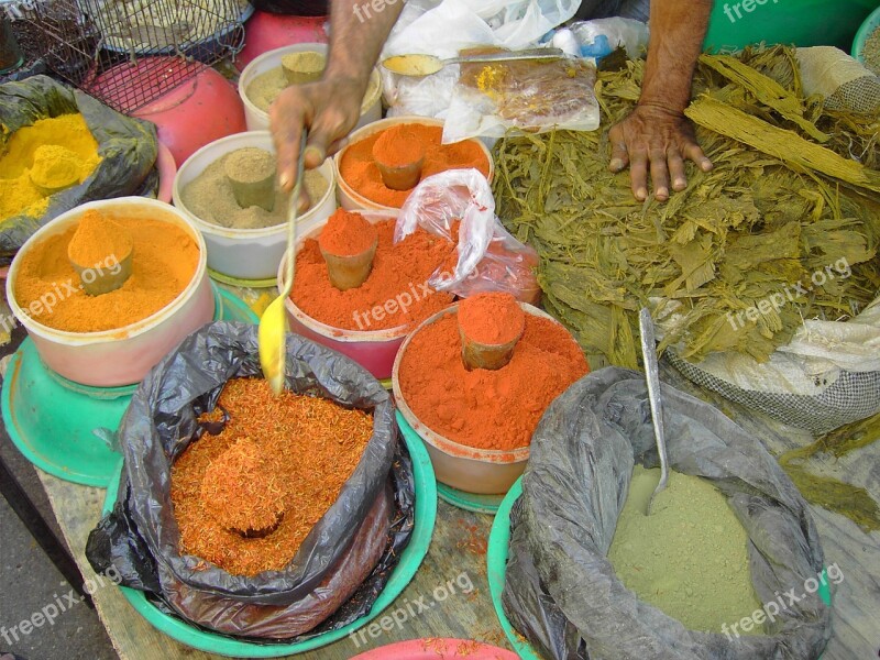 Spices Street Market Tunisia Colorful Free Photos