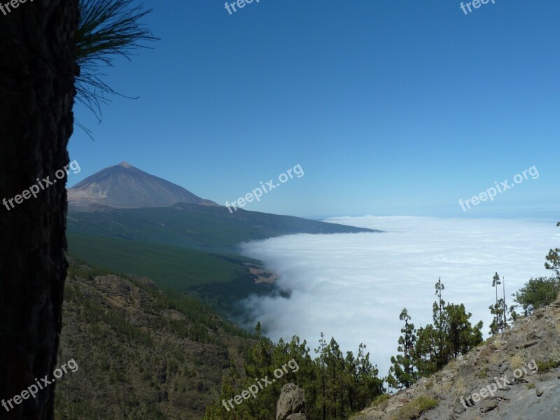 Volcano Sea Sky Island Landscape