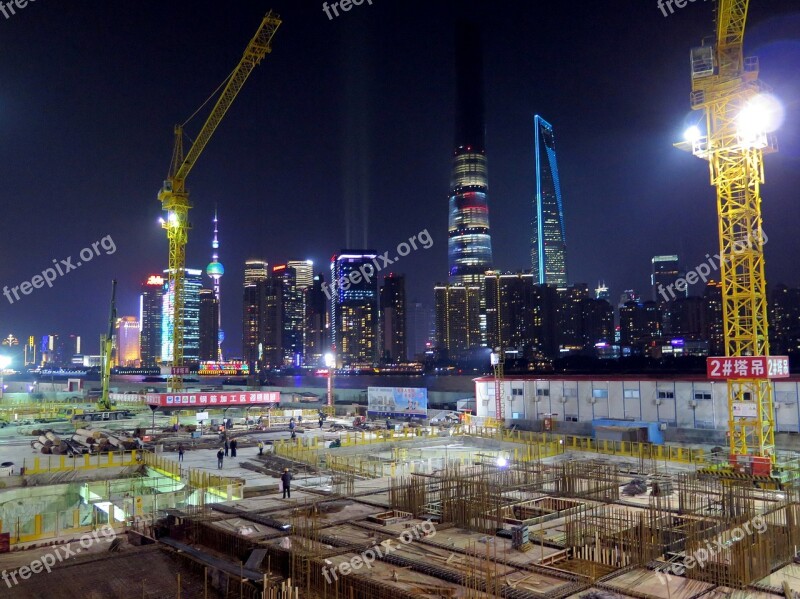 Shanghai Skyline Skyscraper Night China