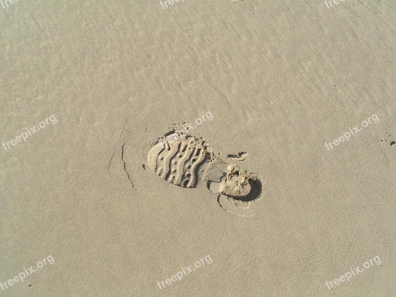 Footprint Sand Beach Grains Of Sand Traces