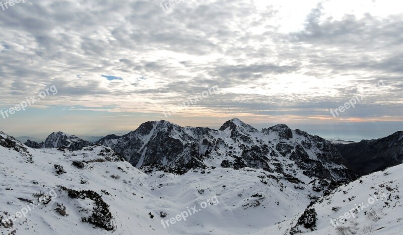 Mountains Snow Clouds Sky Alps