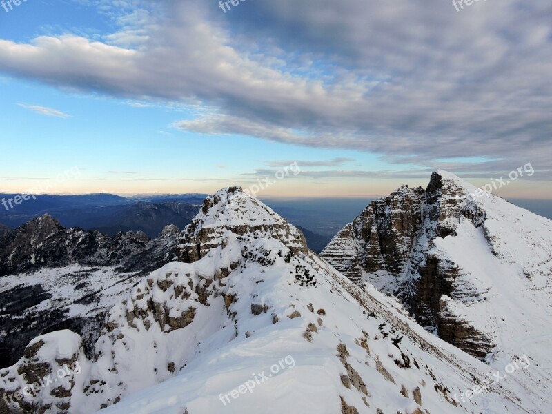 Mountains Snow Clouds Sky Alps