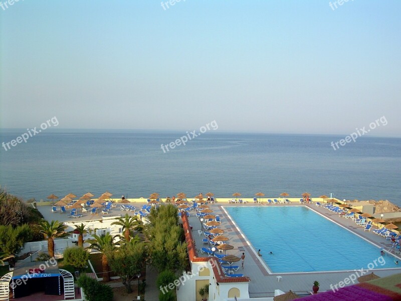 Pool Sea Rhodes Landscape Greece