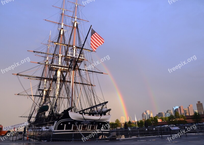 Sailing Ship Ship Uss Constitution Rainbow Frigate