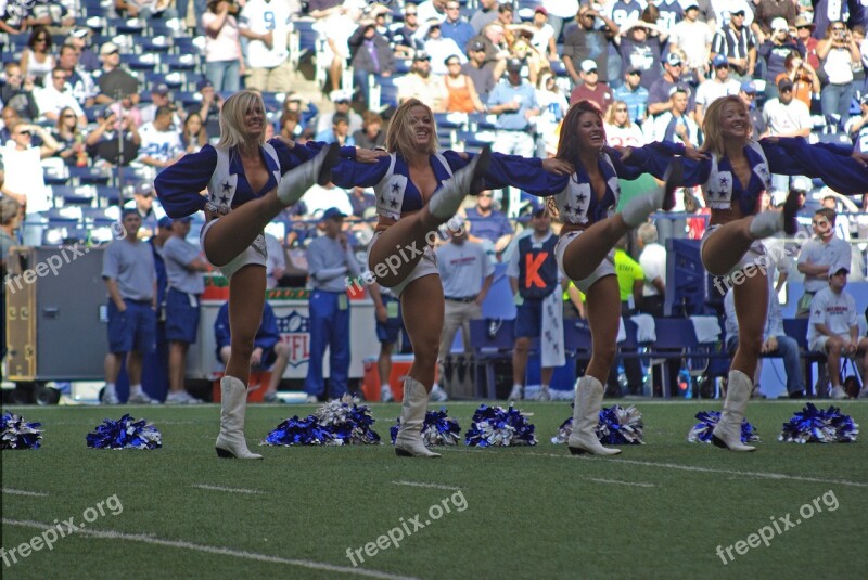 Cheerleaders Dallas Cowboys Kick Line Football Professional