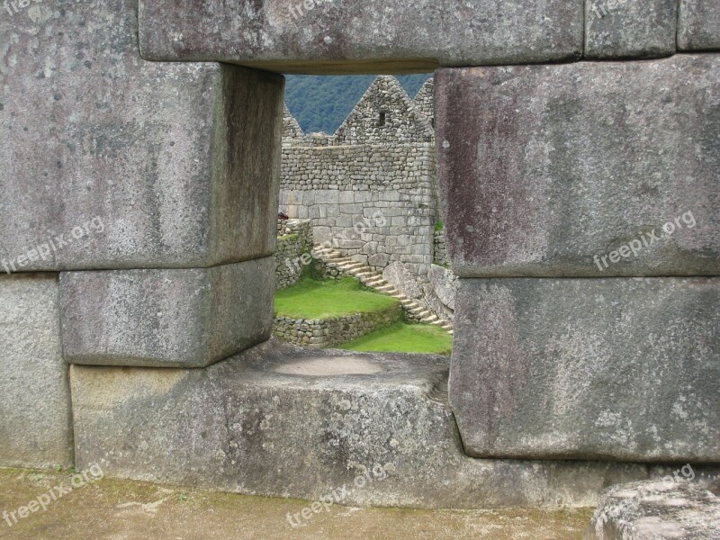 Machu Picchu Masonry Wall Peru Andes