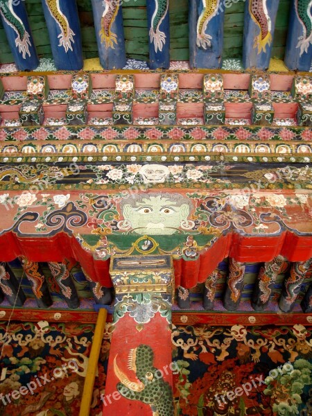 Nechung Ceiling Tibet Architecture Monastery