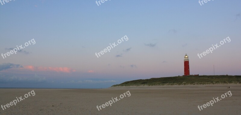 Lighthouse Evening Sky Sand Sea Nature