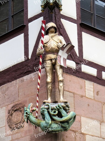 Nuremberg Historic Center Knight Dragon Dragon Slayer