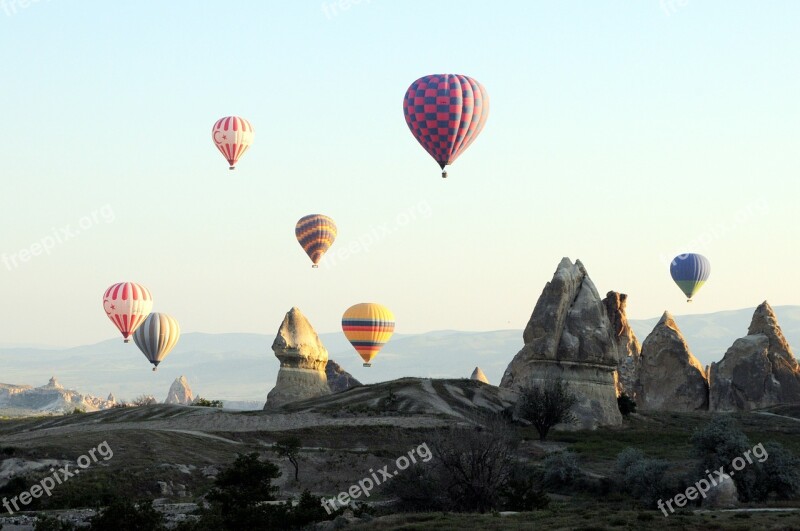 Hot Air Balloon Cappadocia Turkey Fairy Chimneys Free Photos