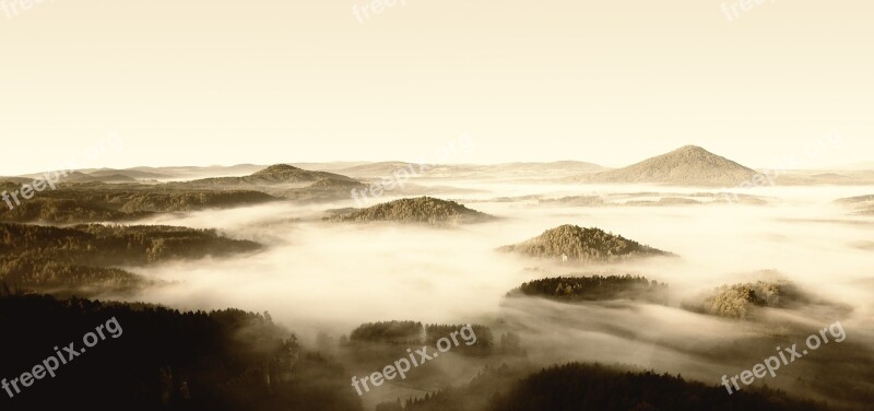 Fog Czech-saxon Switzerland Mountains Travel Mist