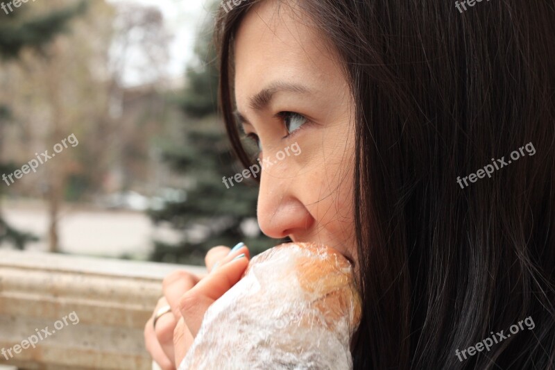 Eating Girl Food Lunch Bread