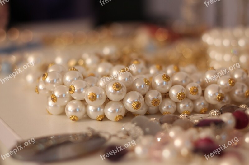 Necklace Beads Jewelry Fashion White