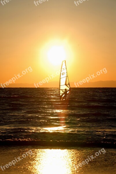 Wind Surfing Sunset Zushi Free Photos