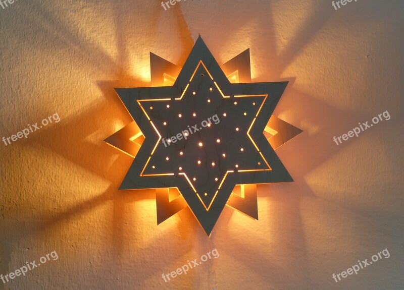 Star Shadow Light Illuminated Wood Star