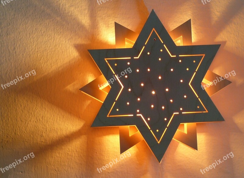 Star Shadow Light Illuminated Wood Star