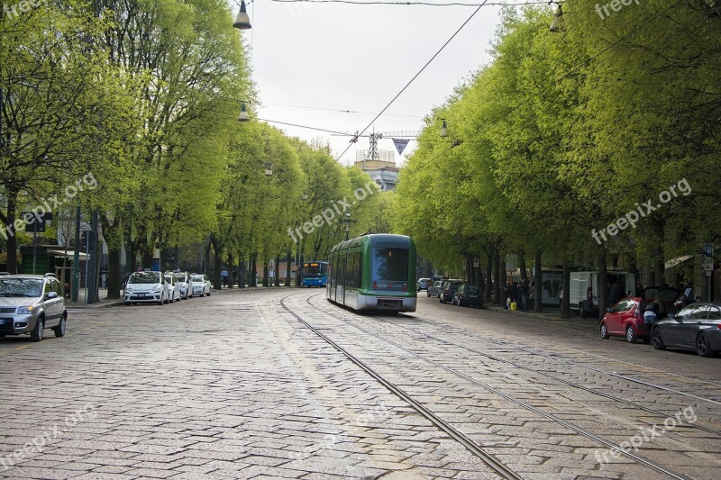 Milan Tram Street Trees City