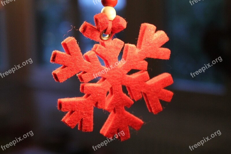 Snowflake Red Christmas Advent Decoration