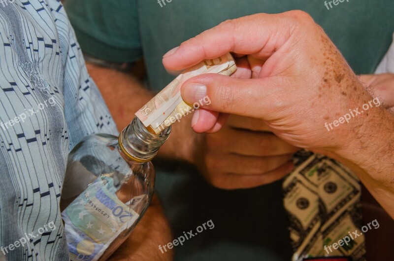 Donation Money Bottle Hand Free Photos