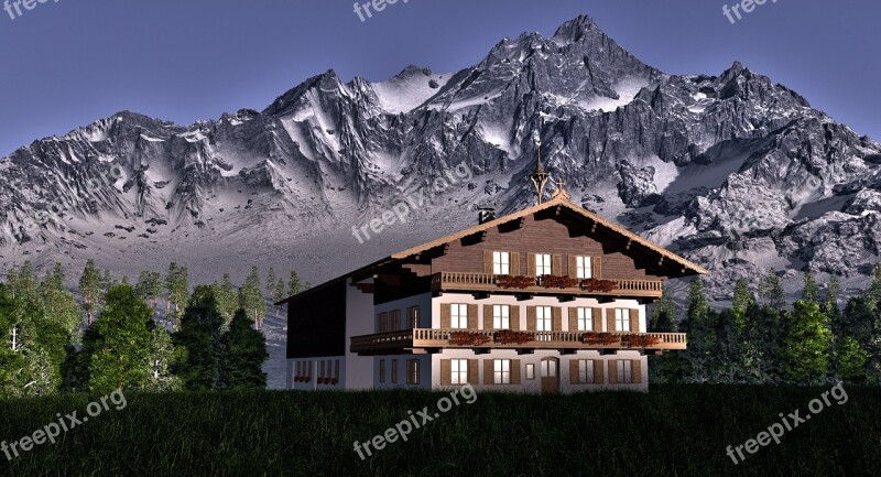 Alpine Mountains Mountains House Idyll Holiday Home