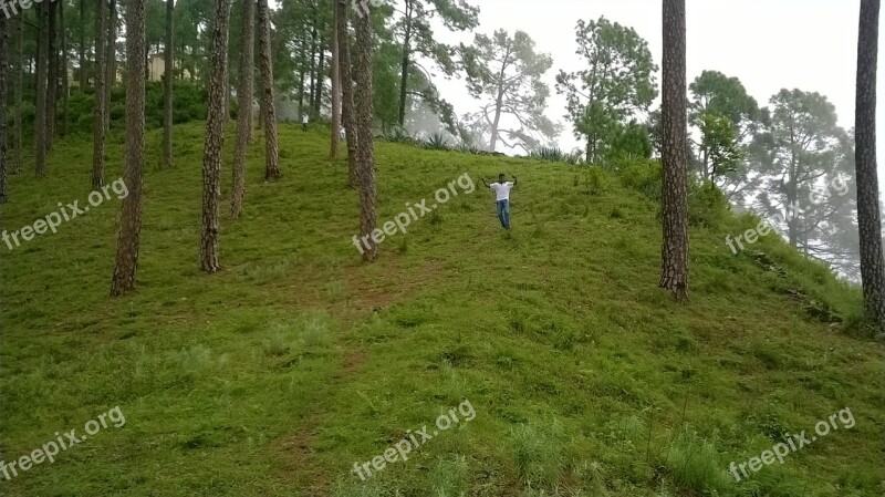 Person Man Running Green Mountain Hills