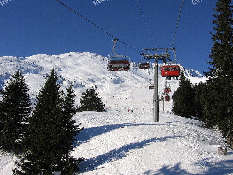 Ski Lift Mountains Snow Winter Chairlift