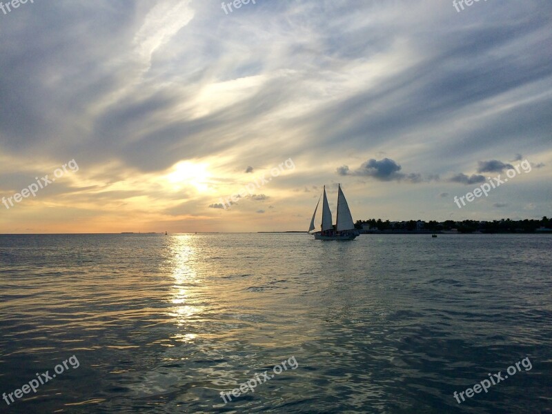 Key West Sunset Celebration Florida Usa Water