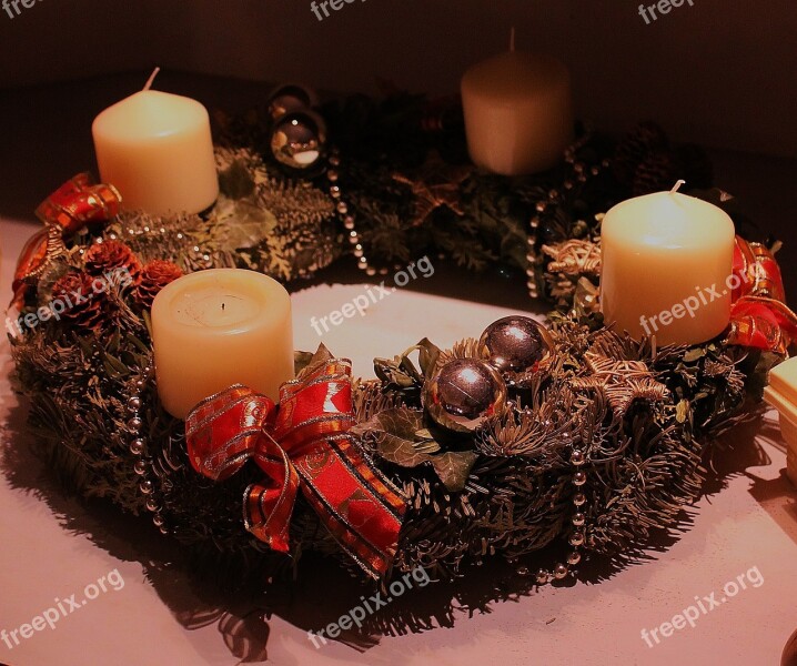 Advent Wreath Holiday Candlelight Christmas Free Photos