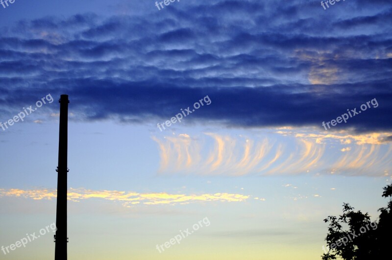 Blue Sky Clouds Chimney Evening Scenery